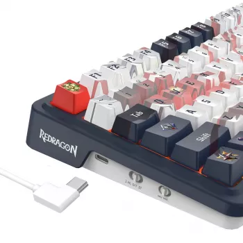 Mechaninė klaviatūra REDRAGON K686AK-RGB-PRO – RF belaidė + USB, Navy White, 1,5 m laidas