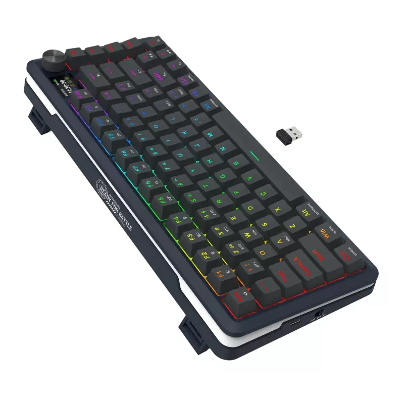 Mechaninė klaviatūra REDRAGON K708-RGB-PRO su USB, RF belaidžiu ryšiu ir Bluetooth, 1,5 m laidas, juoda, 0,76 kg