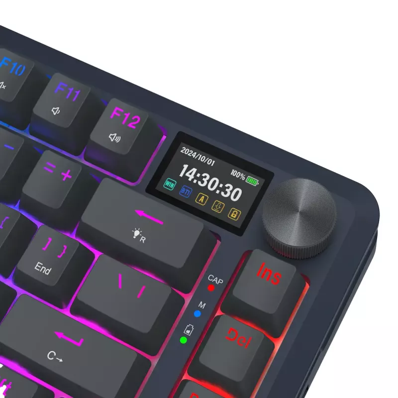 Mechaninė klaviatūra REDRAGON K708-RGB-PRO su USB, RF belaidžiu ryšiu ir Bluetooth, 1,5 m laidas, juoda, 0,76 kg