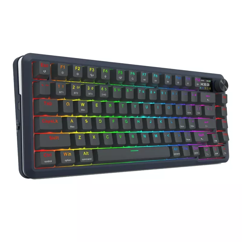 Mechaninė klaviatūra REDRAGON K708-RGB-PRO su USB, RF belaidžiu ryšiu ir Bluetooth, 1,5 m laidas, juoda, 0,76 kg