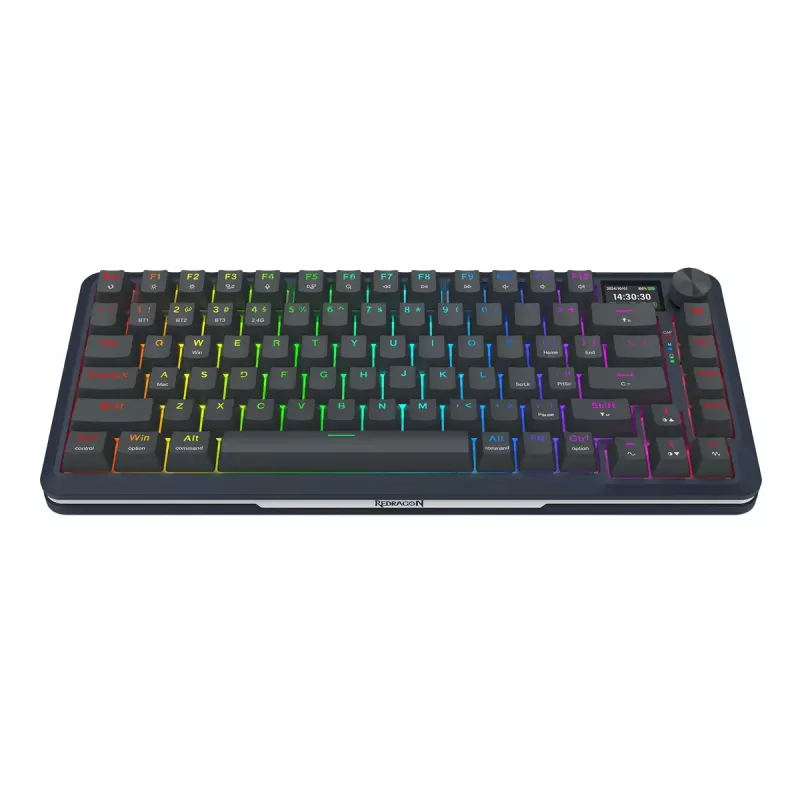 Mechaninė klaviatūra REDRAGON K708-RGB-PRO su USB, RF belaidžiu ryšiu ir Bluetooth, 1,5 m laidas, juoda, 0,76 kg