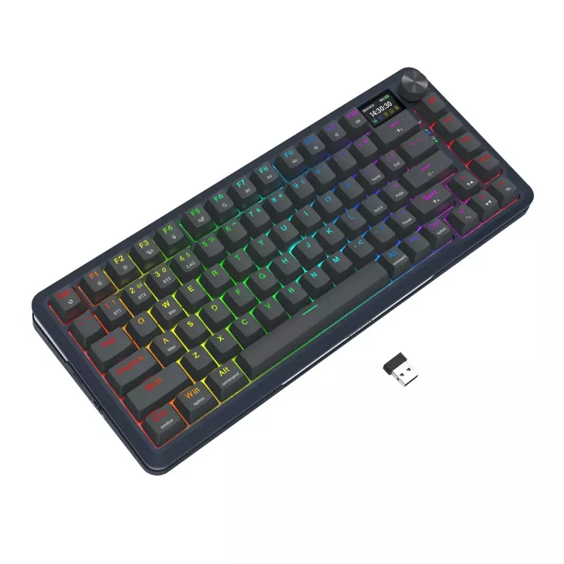 Mechaninė klaviatūra REDRAGON K708-RGB-PRO su USB, RF belaidžiu ryšiu ir Bluetooth, 1,5 m laidas, juoda, 0,76 kg