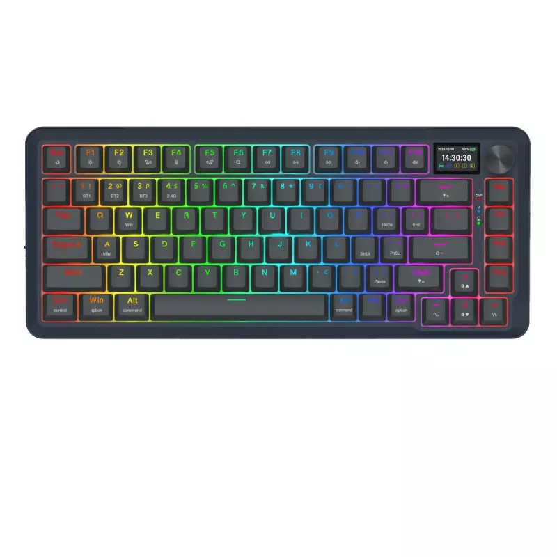 Mechaninė klaviatūra REDRAGON K708-RGB-PRO su USB, RF belaidžiu ryšiu ir Bluetooth, 1,5 m laidas, juoda, 0,76 kg