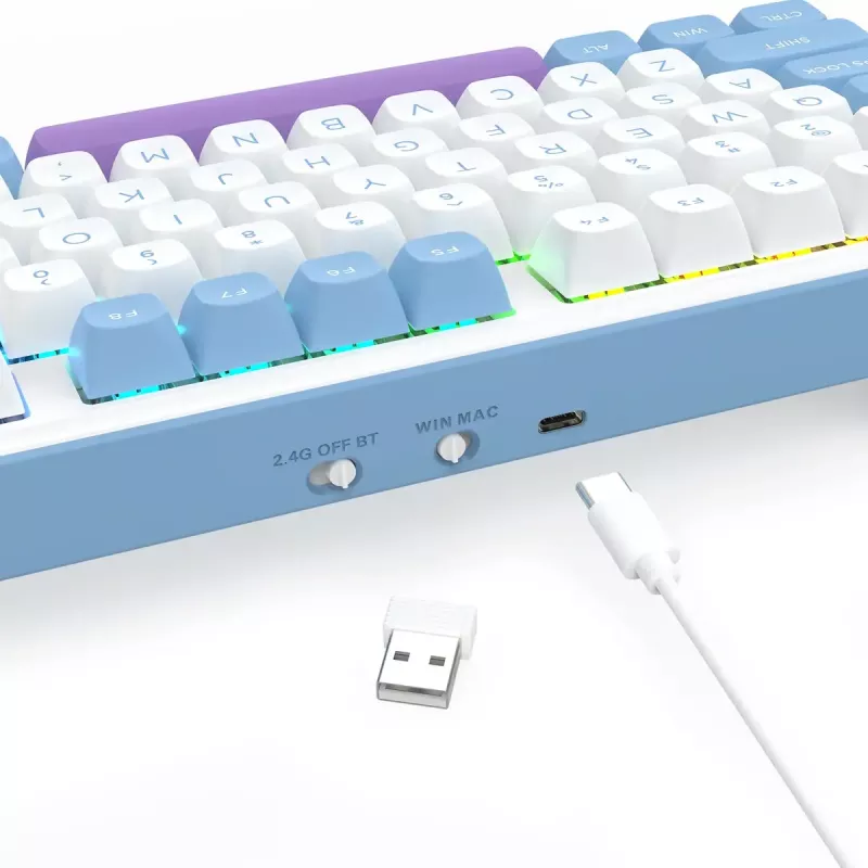 Mechaninė klaviatūra REDRAGON K707WBP-RGB-PRO StarBlade, laidas USB, mėlyna balta