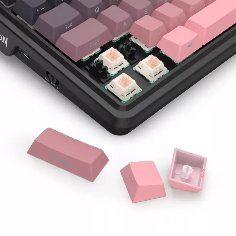 Mechaninė klaviatūra REDRAGON Antonium Pro K728SP-RGB-PRO – USB, RF belaidė, Bluetooth, juoda/rožinė