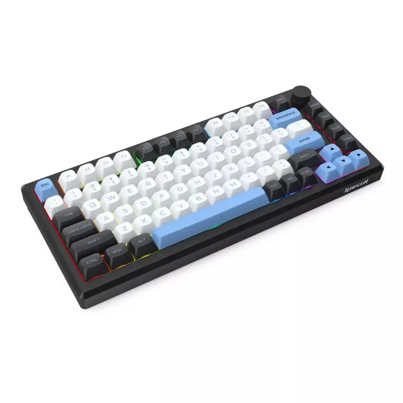 Mechaninė klaviatūra REDRAGON K732WLB-RGB-PRO URANUS PRO — 65%, USB + RF + Bluetooth, QWERTY, 1,5 m laidas, Juoda/Balta