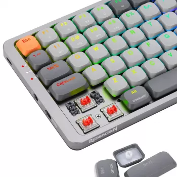 Mechaninė klaviatūra REDRAGON K652GG-RGB-PRO Azure pilka belaidė Bluetooth