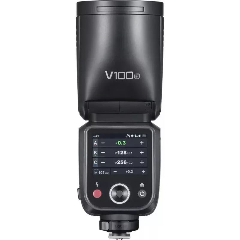 Blykstė Godox V100-F Fujifilm – nešiojama ant fotoaparato ličio jonų blykstė