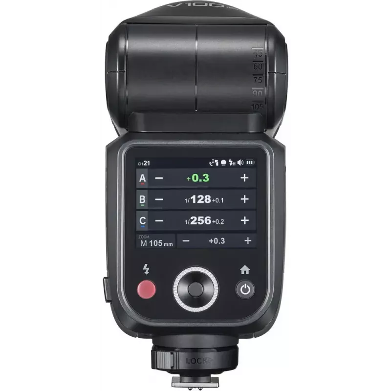 Blykstė Godox V100-F Fujifilm – nešiojama ant fotoaparato ličio jonų blykstė