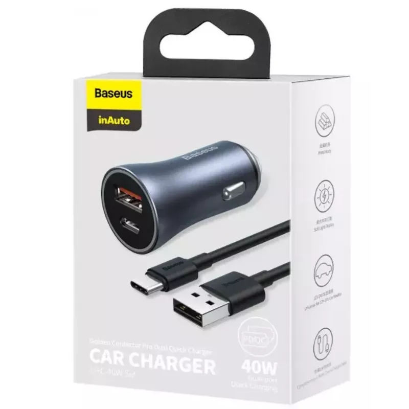 Automobilinis kroviklis Baseus TZCCJD-0G 40W Tamsiai pilkas