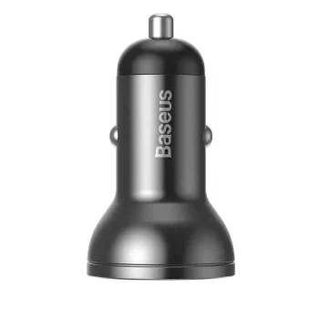 Automobilinis USB įkroviklis Baseus AB2XUSBAKBK — 2× USB 2.0, 4.8 A, cigaretinių degtukų lizdas, juodai pilkas