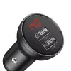 Automobilinis USB įkroviklis Baseus AB2XUSBAKBK — 2× USB 2.0, 4.8 A, cigaretinių degtukų lizdas, juodai pilkas