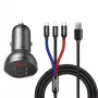 Automobilinis USB įkroviklis Baseus AB2XUSBAKBK — 2× USB 2.0, 4.8 A, cigaretinių degtukų lizdas, juodai pilkas