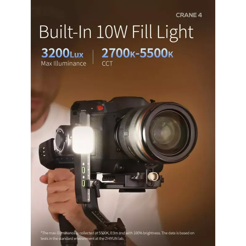Gimbal Zhiyun Crane 4 3 ašių stabilizatorius iki 10 val. baterijos veikimo laiko