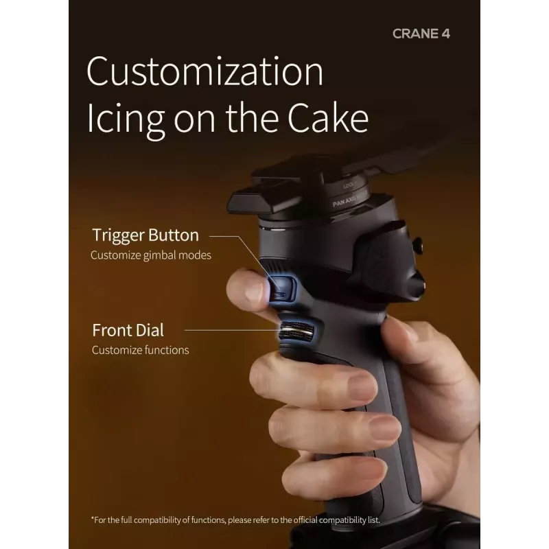 Gimbal Zhiyun Crane 4 3 ašių stabilizatorius iki 10 val. baterijos veikimo laiko