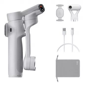Gimbal Insta360 Flow 2 Standard Bundle – 3 ašių išmaniojo telefono stabilizatorius, sulankstomas, 1100 mAh baterija, pilkai akmeninė spalva