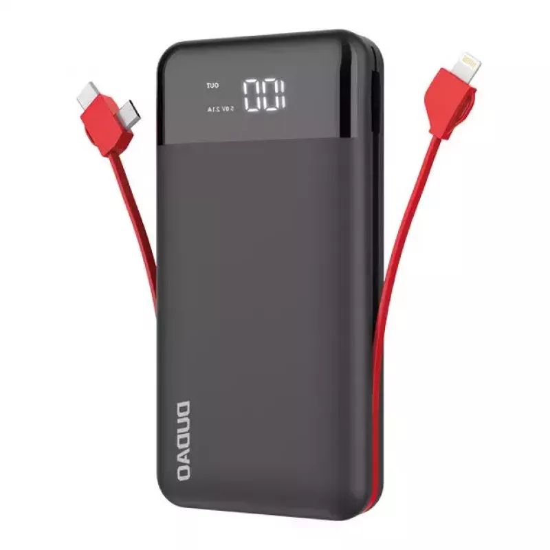 Powerbank Dudao K1Pro 20000mAh 15W su 4 integruotais kabeliais, juoda
