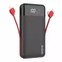 Powerbank Dudao K1Pro 20000mAh 15W su 4 integruotais kabeliais, juoda