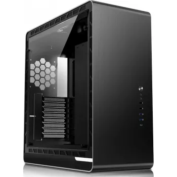 Jonsbo UMX6 Midi-Tower PC korpusas su grūdinto stiklo šonine sienele, juodas