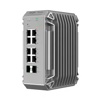 Valdomas L2 tinklo jungiklis Ruijie RG-NIS3100-8GT2SFP-HP — 8× Gigabit RJ-45, 2× SFP, PoE, 12–56V DC, 20 Gbit/s, 8000 MAC, Pilka