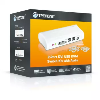KVM jungiklis Trendnet TK-204UK 2 prievadų DVI USB su garso komplektu