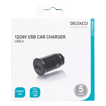 Automobilinis įkroviklis Deltaco USB-CAR123 Universalus Juodas