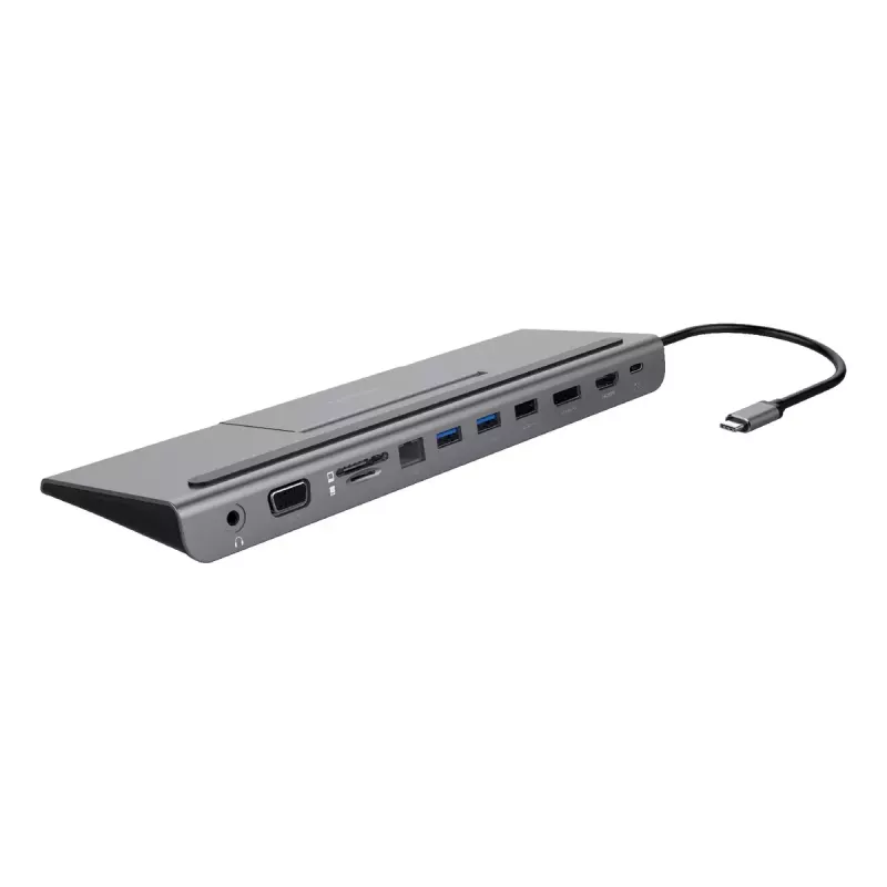Deltaco USBC-DOCK2 belaidis dokas nešiojamam kompiuteriui, USB 3.2 Gen 1 Type-C, pilkas