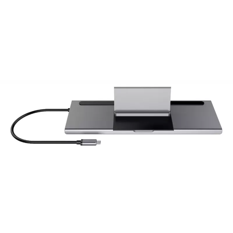 Deltaco USBC-DOCK2 belaidis dokas nešiojamam kompiuteriui, USB 3.2 Gen 1 Type-C, pilkas