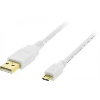 USB laidas Deltaco MICRO-100, 1 m, USB A – Micro-USB B, baltas
