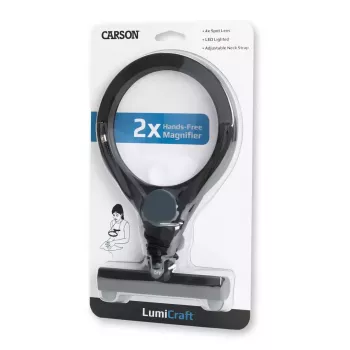 Padidinamasis stiklas Carson LumiCraft 2x su LED apšvietimu, baterijomis, juodas, 135×23×226 mm