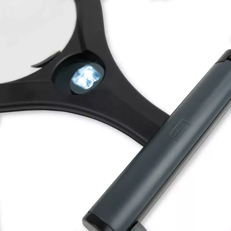 Padidinamasis stiklas Carson LumiCraft 2x su LED apšvietimu, baterijomis, juodas, 135×23×226 mm