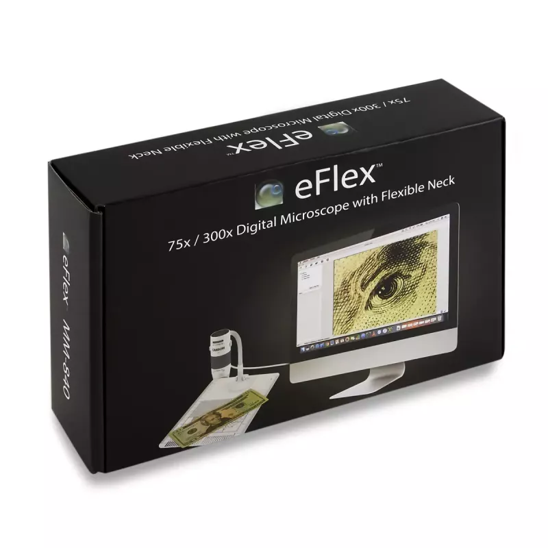 Skaitmeninis mikroskopas Carson EFLEX 300x, 75–300x didinimas, 1600×1200 kamera, pilkai baltas