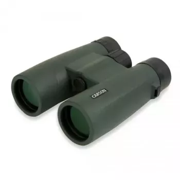 Žiūronai Carson JR Series 10x42 BaK-4, kompaktiški stogo prizmės, juodi/žali