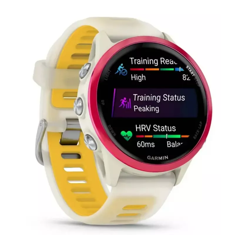 GARMIN Forerunner 570 sportinis išmanusis laikrodis 42 mm, 1,2 colio AMOLED 390×390, GPS, Wi‑Fi, 8 GB, 42 g, silikoninis dirželis