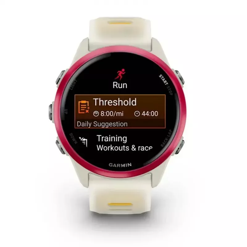 GARMIN Forerunner 570 sportinis išmanusis laikrodis 42 mm, 1,2 colio AMOLED 390×390, GPS, Wi‑Fi, 8 GB, 42 g, silikoninis dirželis