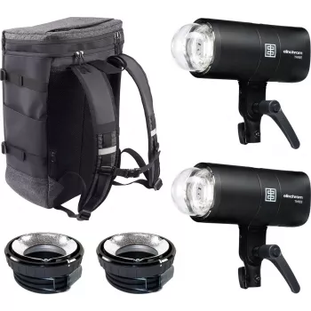 Studijinis nešiojamas blykstės rinkinys Elinchrom THREE DUAL — 2 blykstės (modelis 20942.2)