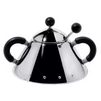 Cukrinė Alessi 9097 B nerūdijantis plienas juoda ir nerūdijančio plieno spalva, aukštis 80 mm, skersmuo 10,5 cm