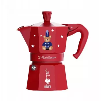 Kavinukas BIALETTI Moka Express 3 puodeliams (150 ml) Raudonas viryklinis kavinukas