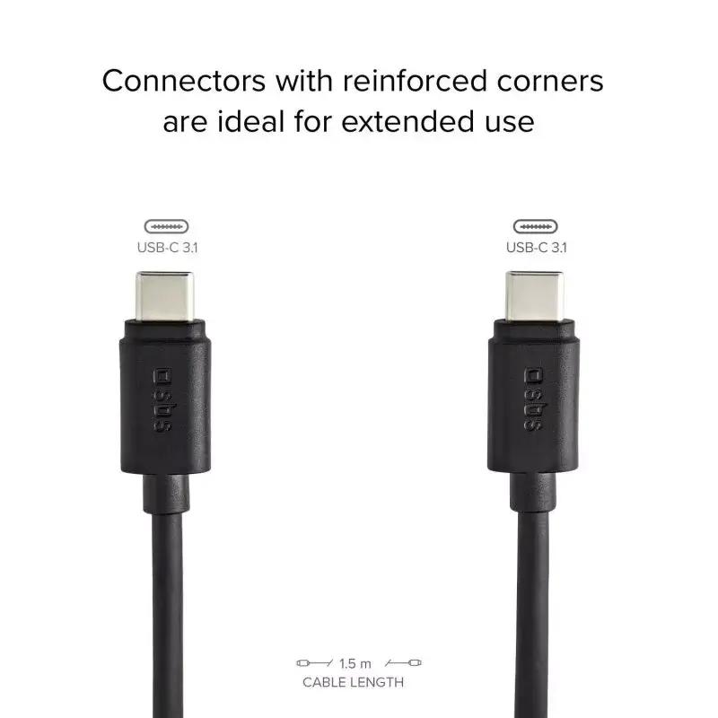 Duomenų ir įkrovimo laidas SBS TECABLETCC31K USB C 1,5 m USB 3.2 Gen 1