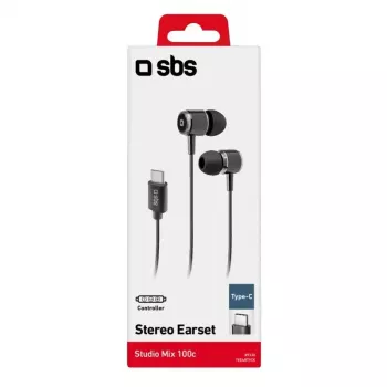 Ausinės SBS TEEARTYCK laidinės, USB Type-C, juodos