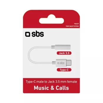 Laidas mobiliajam telefonui SBS TEINTJACKTYCFMW Baltas 0.09m 3.5mm USB C