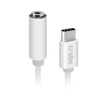 Laidas mobiliajam telefonui SBS TEINTJACKTYCFMW Baltas 0.09m 3.5mm USB C