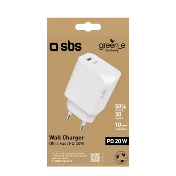 Mobiliojo įrenginio įkroviklis SBS GRETR1CPD20W Universal White AC Greitasis įkrovimas