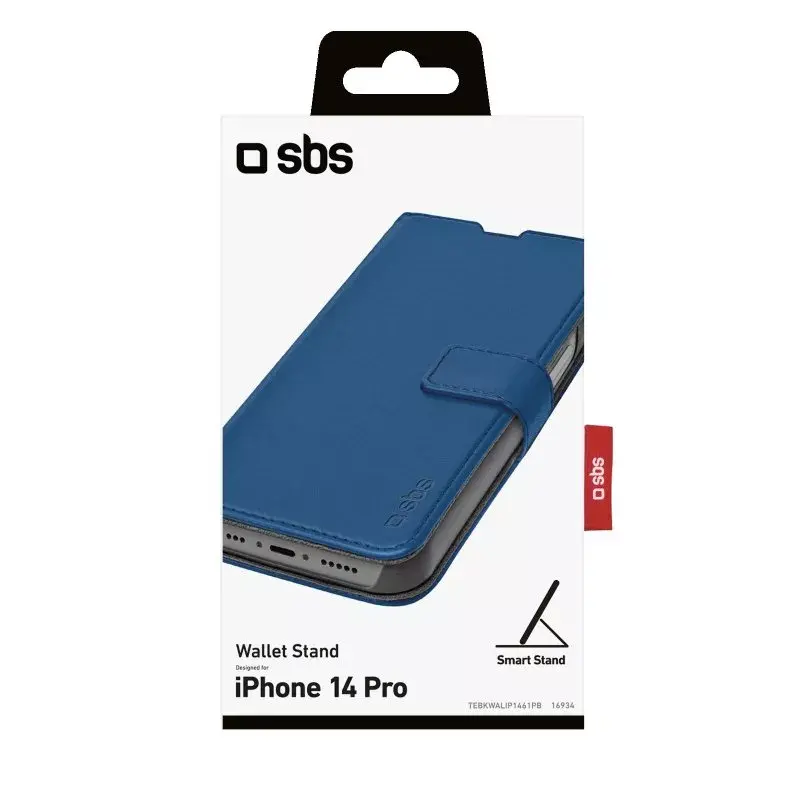 Dėklas su pinigine SBS TEBKWALIP1461PB, skirtas iPhone 14 Pro, 15,5 cm, mėlynas