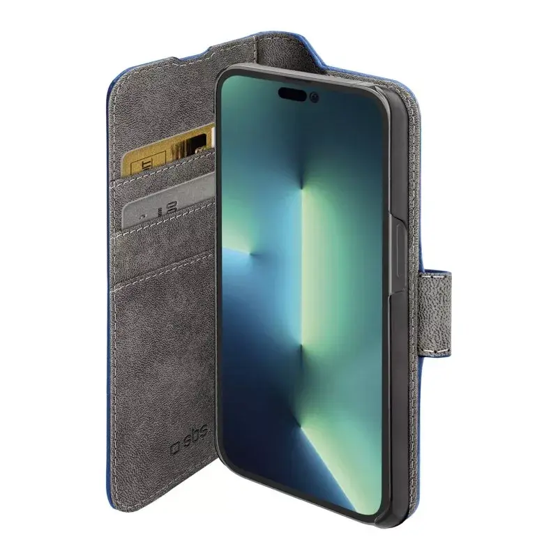 Dėklas su pinigine SBS TEBKWALIP1461PB, skirtas iPhone 14 Pro, 15,5 cm, mėlynas