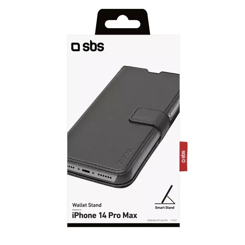 SBS TEBKWALIP1467PK Dėklas su pinigine, iPhone 14 Pro Max, 17 cm, juodas