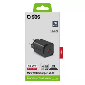 SBS TETRGAN1C45W 45W USB-C GaN greitasis mobiliojo įrenginio kroviklis, juodas
