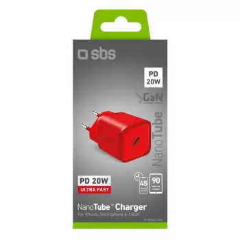 SBS Mobile TETRGAN1C20R – 20 W USB-C sieninis įkroviklis (raudonas)