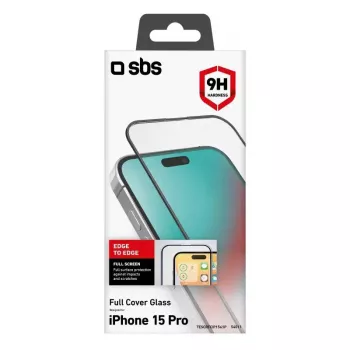 Apsauginis stiklas SBS iPhone 15 Pro ekranui ir nugarėlei, silikoniniai kraštai + grūdintas stiklas, permatomas, 1 vnt.