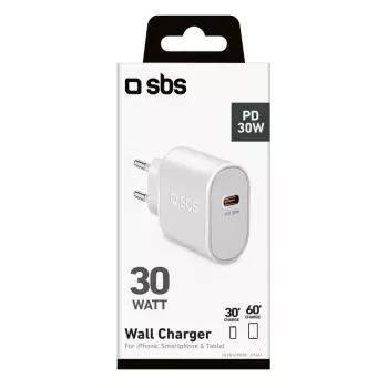 SBS Mobile TETR1CPD30 – USB Type-C sieninis įkroviklis 30 W, baltas